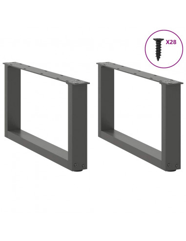 Gambe Tavolino Caffè a U 2 pz Antracite 70x(30-31)cm in Acciaio