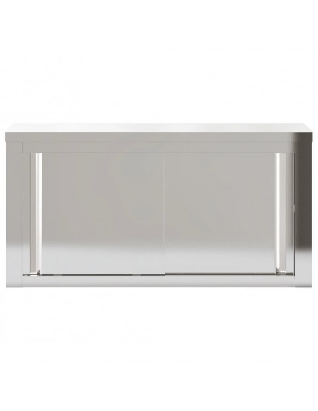 Mobile Cucina da Parete con Ante Scorrevoli in Acciaio Inox