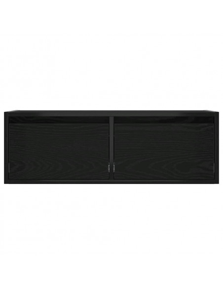 Mobile Porta TV con Luci LED Rovere Nero 75x35,5x25 cm
