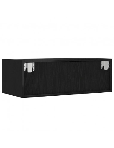 Mobile Porta TV con Luci LED Rovere Nero 75x35,5x25 cm