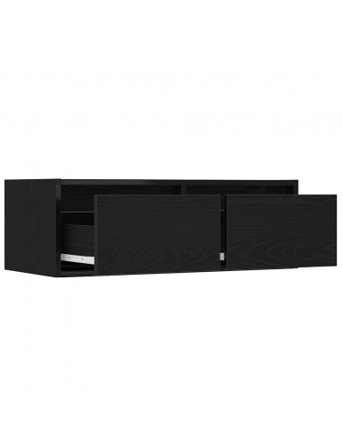 Mobile Porta TV con Luci LED Rovere Nero 75x35,5x25 cm