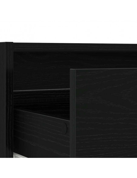 Mobile Porta TV con Luci LED Rovere Nero 75x35,5x25 cm