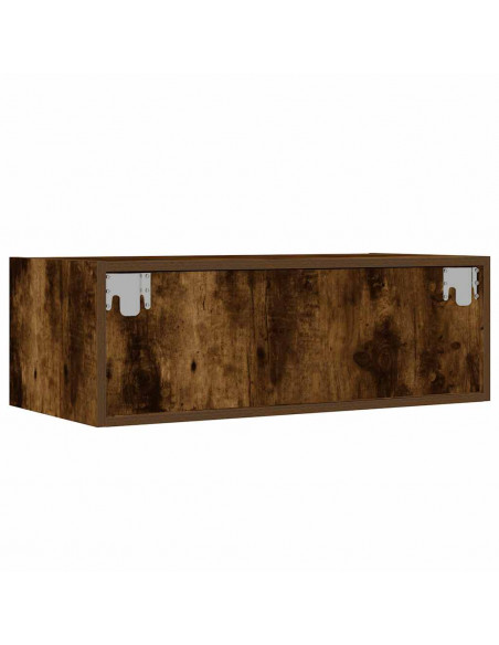 Mobile Porta TV con Luci LED Rovere Fumo 75x35,5x25 cm
