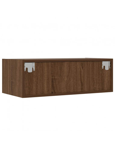 Mobile Porta TV con Luci LED Rovere Marrone 75x35,5x25 cm