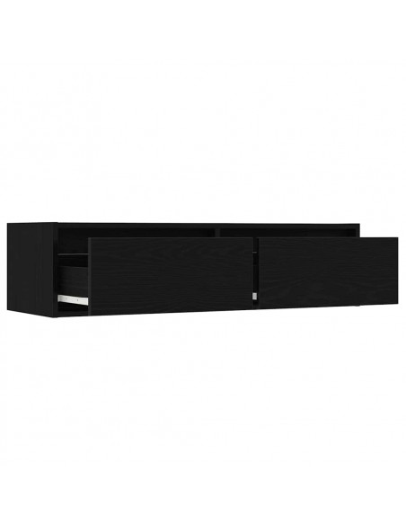 Mobile Porta TV con Luci LED Rovere Nero 100X35,5x25 cm