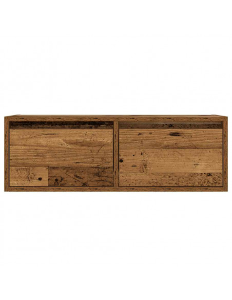 Mobile Porta TV con Luci LED Legno Antico 75x35,5x25 cm