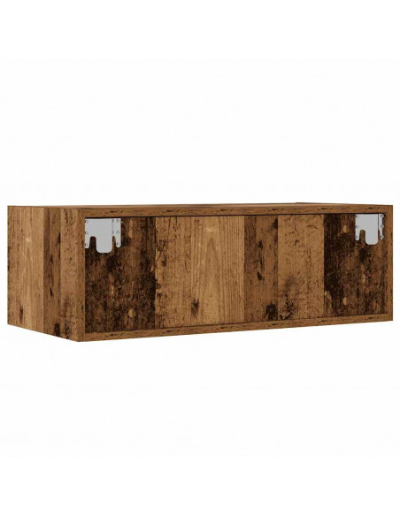 Mobile Porta TV con Luci LED Legno Antico 75x35,5x25 cm