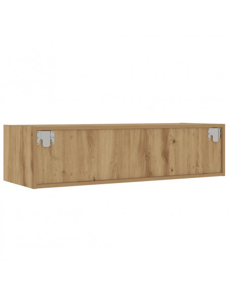 Mobile Porta TV con Luci LED Rovere Artigianale 100X35,5x25 cm