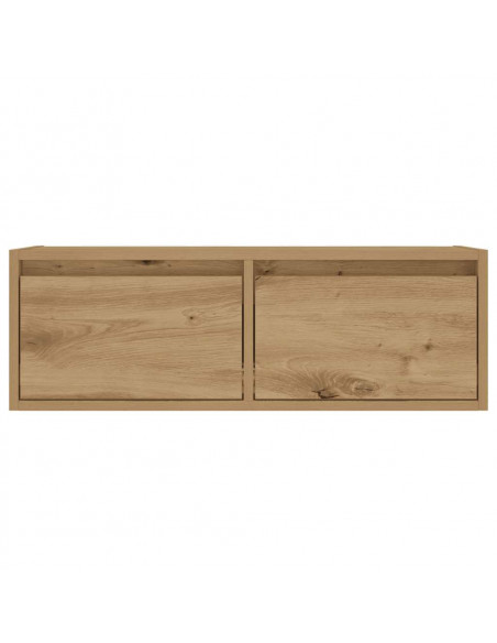 Mobile Porta TV con Luci LED Rovere Artigianale 75x35,5x25 cm