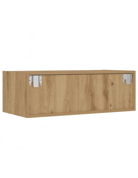 Mobile Porta TV con Luci LED Rovere Artigianale 75x35,5x25 cm