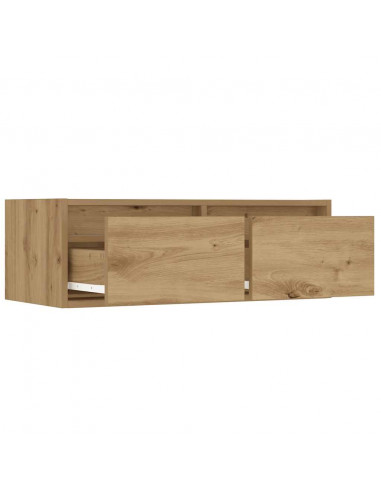 Mobile Porta TV con Luci LED Rovere Artigianale 75x35,5x25 cm