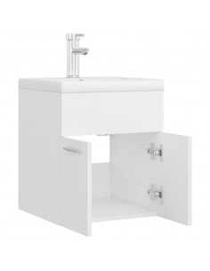 Mobile Bagno con Lavabo Integrato Bianco in Legno Multistrato
