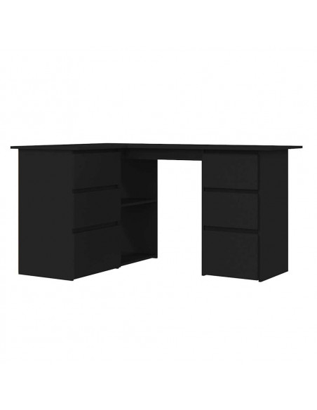 Scrivania ad Angolo Nera 145x100x76 cm in Legno Multistrato