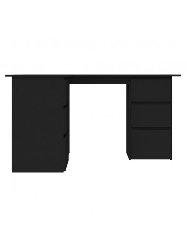 Scrivania ad Angolo Nera 145x100x76 cm in Legno Multistrato