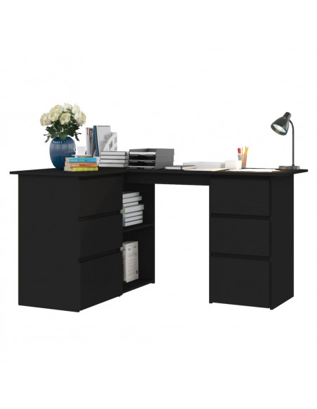 Scrivania ad Angolo Nera 145x100x76 cm in Legno Multistrato