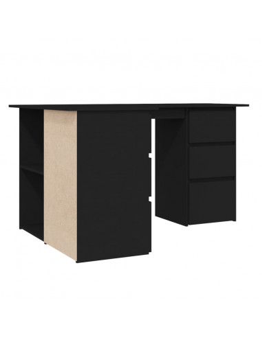 Scrivania ad Angolo Nera 145x100x76 cm in Legno Multistrato