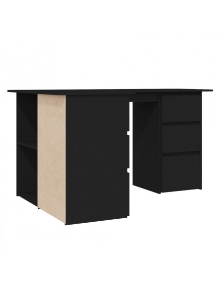 Scrivania ad Angolo Nera 145x100x76 cm in Legno Multistrato