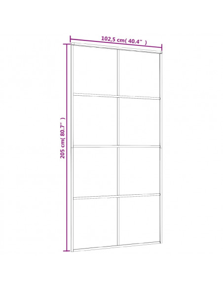 Porta Scorrevole in Vetro ESG e Alluminio 102,5x205 cm Bianca