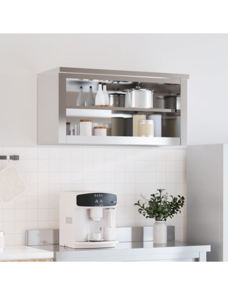 Mobile Cucina da Parete con Ripiano in Acciaio Inossidabile