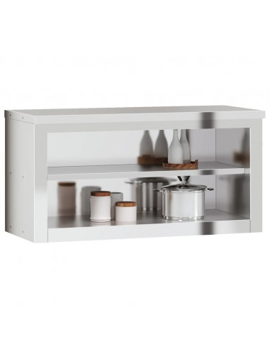 Mobile Cucina da Parete con Ripiano in Acciaio Inossidabile