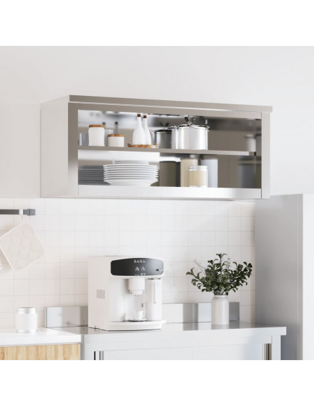 Mobile Cucina da Parete con Ripiano in Acciaio Inossidabile