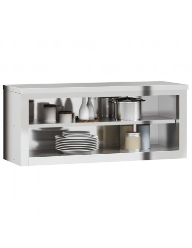 Mobile Cucina da Parete con Ripiano in Acciaio Inossidabile