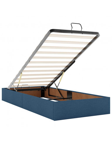 Pouf Letto con Materasso Blu 90x200 cm in Tessuto