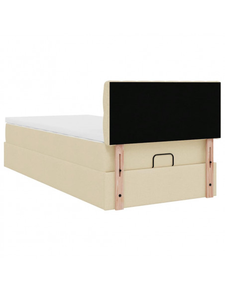 Pouf Letto con Materasso Crema 100x200 cm in Tessuto