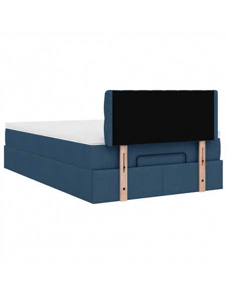 Pouf Letto con Materasso Blu 120x200 cm in Tessuto