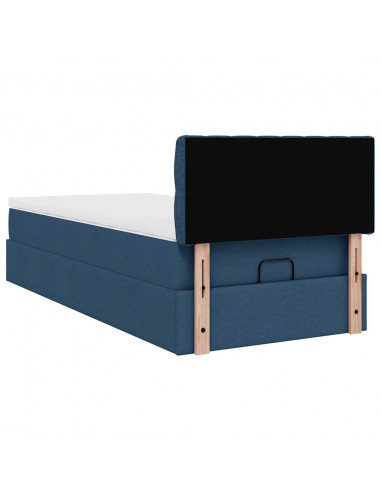 Pouf Letto con Materasso Blu 90x200 cm in Tessuto