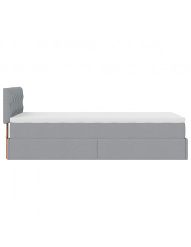Pouf Letto con Materasso Grigio Chiaro 100x200 cm in Tessuto