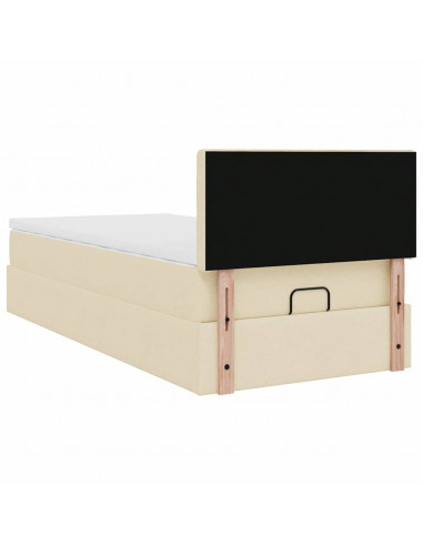 Pouf Letto con Materasso Crema 90x200 cm in Tessuto