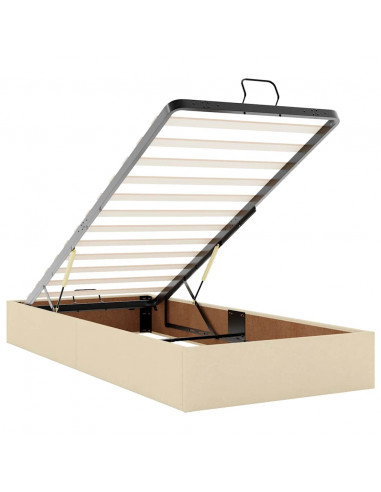 Pouf Letto con Materasso Crema 90x200 cm in Tessuto