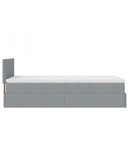 Pouf Letto con Materasso Grigio Chiaro 100x200 cm in Tessuto