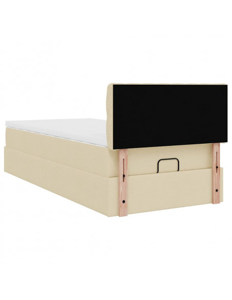 Pouf Letto con Materasso Crema 90x200 cm in Tessuto