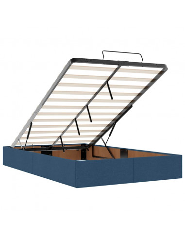 Pouf Letto con Materasso Blu 120x200 cm in Tessuto