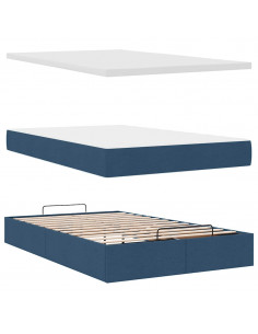 Pouf Letto con Materasso Blu 120x200 cm in Tessuto