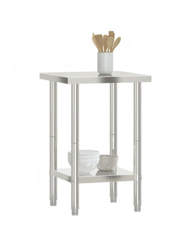 Tavolo da Lavoro da Cucina 55x55x85 cm in Acciaio Inossidabile