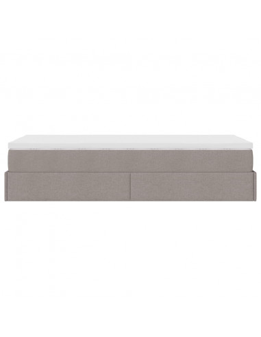 Struttura Letto Pouf con Materasso Tortora 90x190 cm in Tessuto