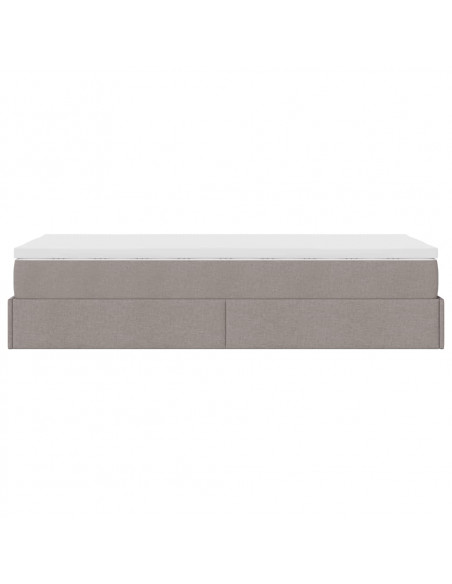 Struttura Letto Pouf con Materasso Tortora 90x190 cm in Tessuto