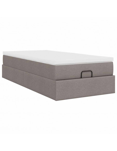 Struttura Letto Pouf con Materasso Tortora 90x190 cm in Tessuto