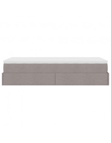 Struttura Letto Pouf con Materasso Tortora 80x200 cm in Tessuto