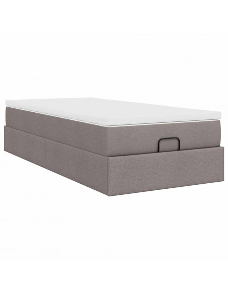 Struttura Letto Pouf con Materasso Tortora 80x200 cm in Tessuto