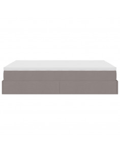 Struttura Letto Pouf con Materasso Tortora 140x200cm in Tessuto