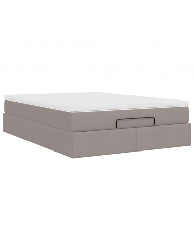 Struttura Letto Pouf con Materasso Tortora 140x200cm in Tessuto