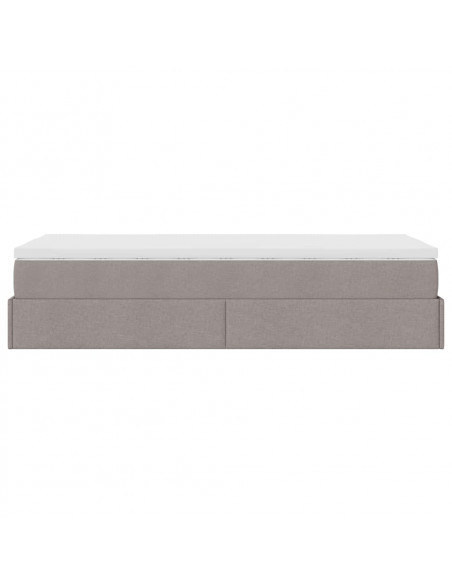 Struttura Letto Pouf con Materasso Tortora 100x200cm in Tessuto