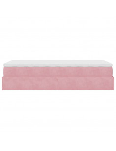 Struttura Letto Pouf con Materasso Rosa 90x200 cm in Velluto