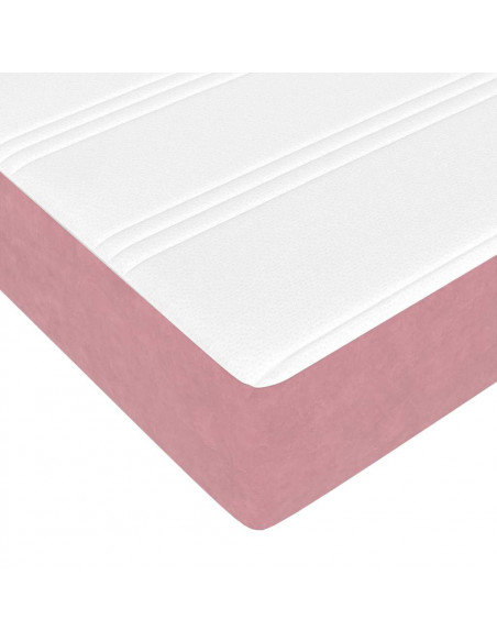 Struttura Letto Pouf con Materasso Rosa 90x190 cm in Velluto