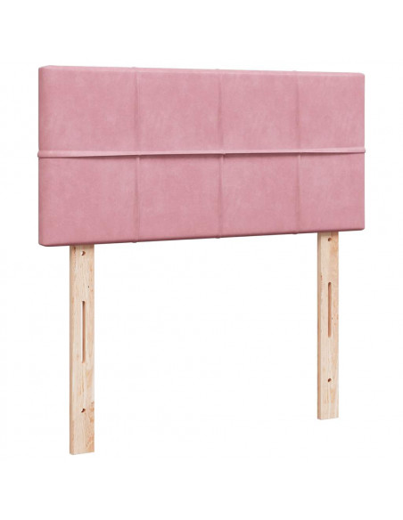 Pouf Letto con Materasso e LED Rosa 80x200cm in Velluto