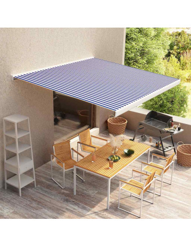 Tendone Parasole in Tela Blu e Bianco 450x300 cm